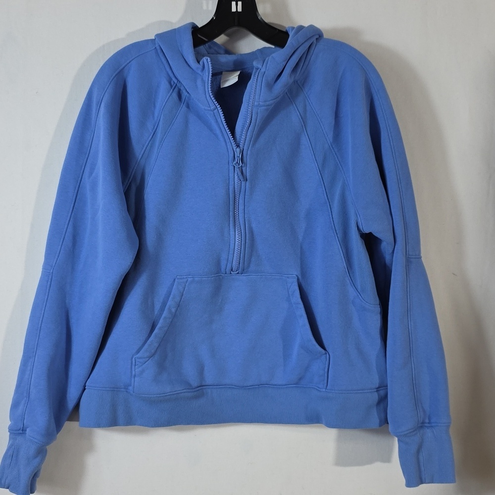 Lole cotton blend fleece zip up front patch pocket hoodie